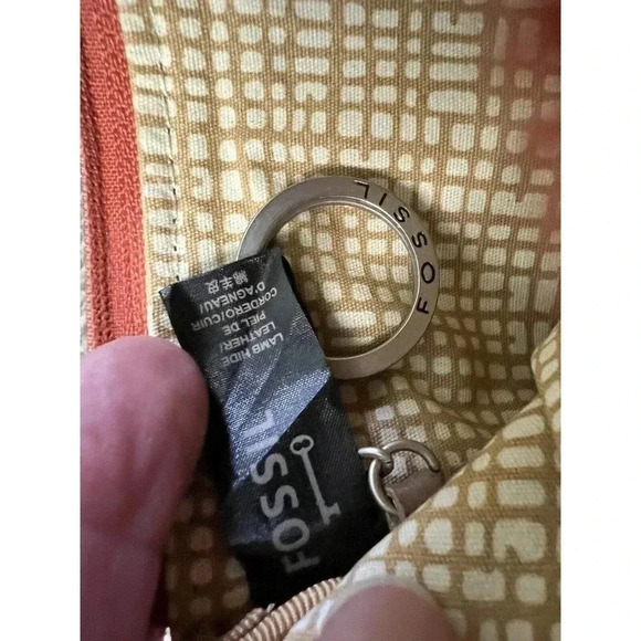 Fossil Leather Applique Bug Key Lock Keychain Coin Purse Wallet ID Holder 5X3" - Picture 11 of 11